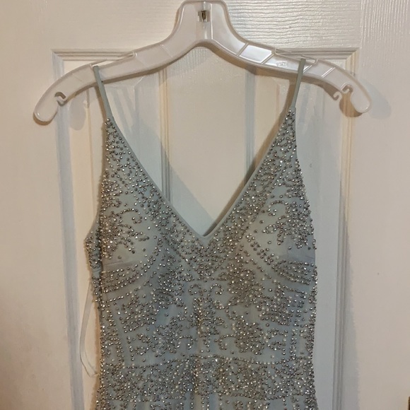 David’s Bridal Mermaid Mint Bedazzled Dress - Picture 2 of 7